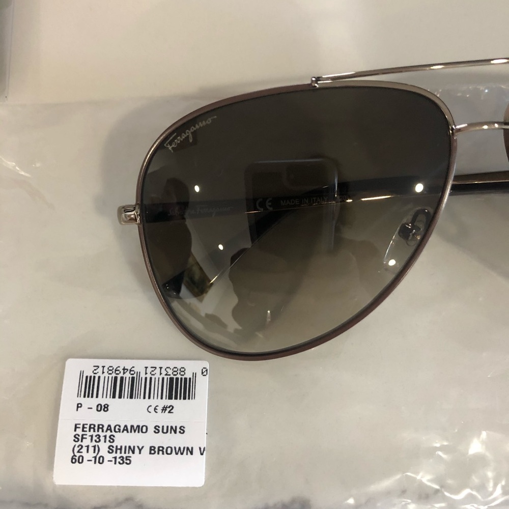 Salvatore Ferragamo Brown Aviator Sunglasses - Picture 4 of 7